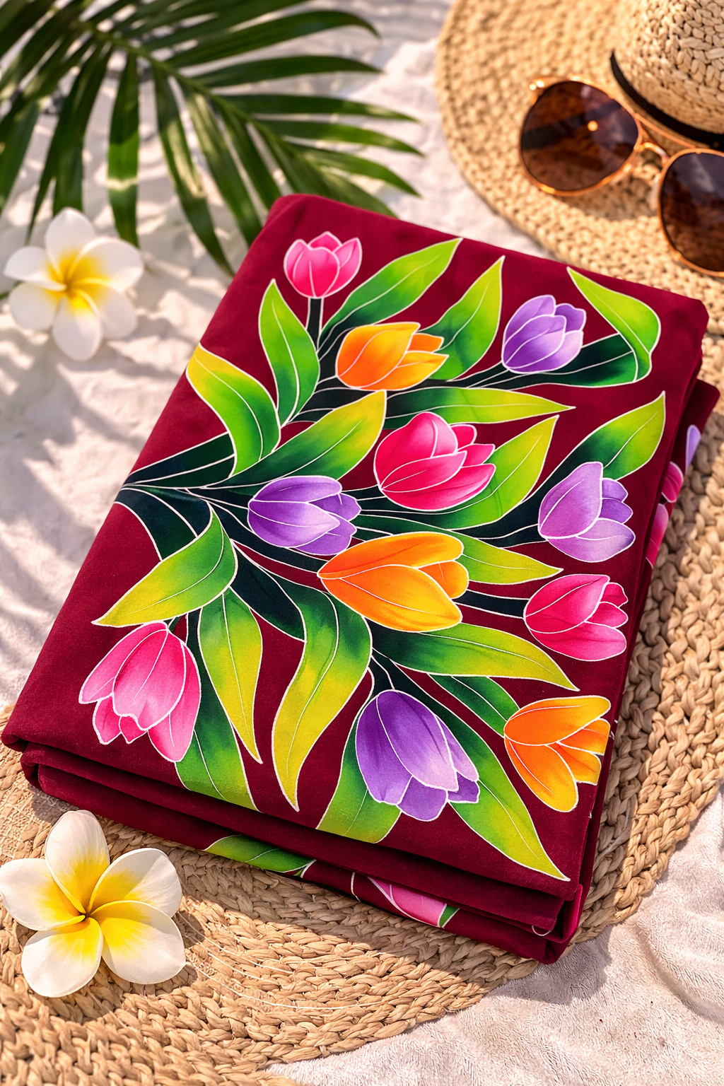 Tulip Handmade Bali Sarong – Tropical Floral Beach Wrap