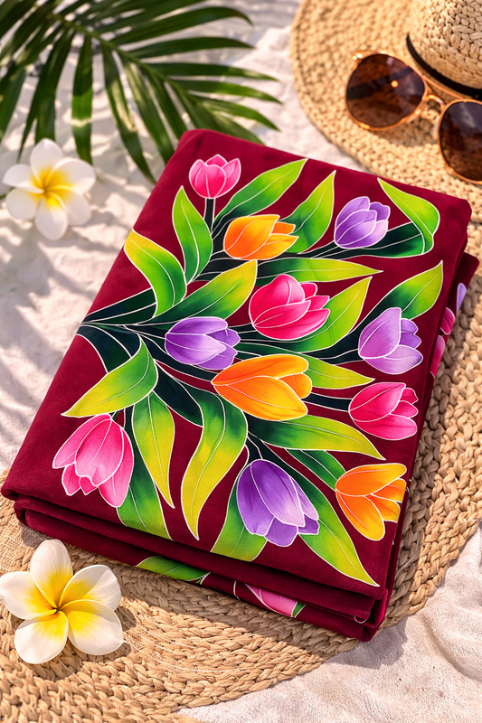 Tulip Handmade Bali Sarong – Tropical Floral Beach Wrap