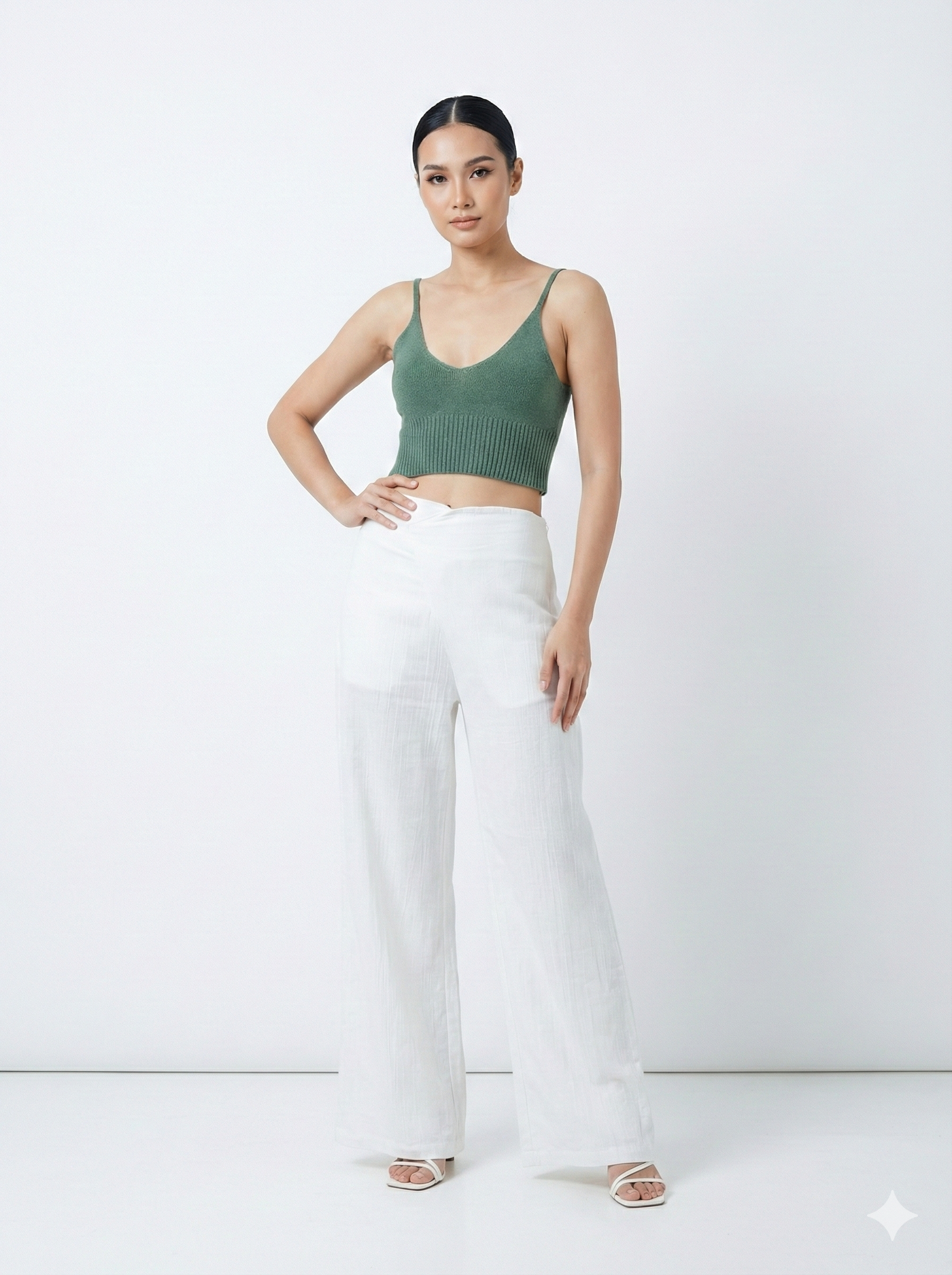 Aghar Knit Top mint color, soft cotton knit crop silhouette