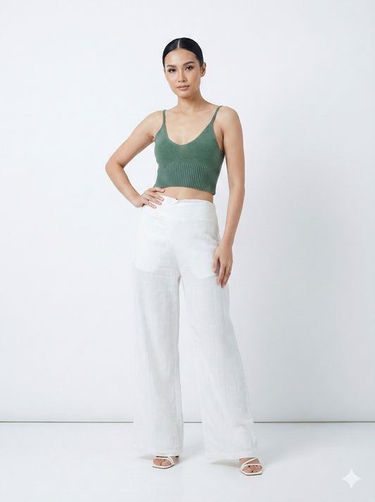 Aghar Knit Top mint color, soft cotton knit crop silhouette