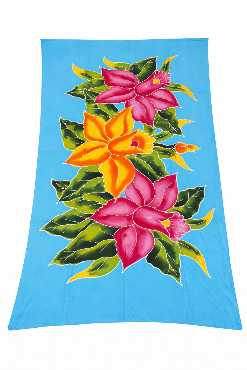 Floral sarong bali Lily in sky blue