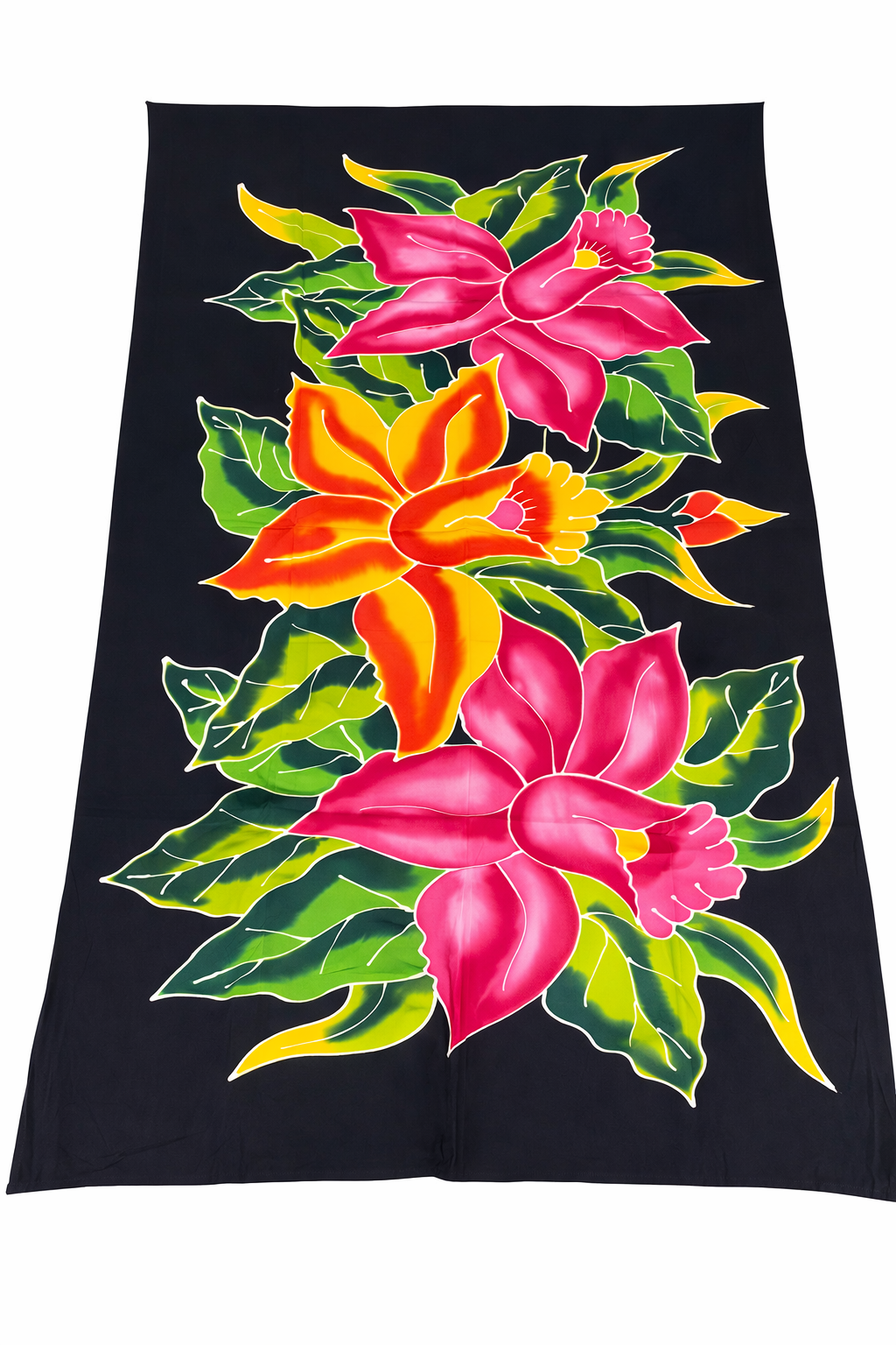 Floral sarong bali Lily in black