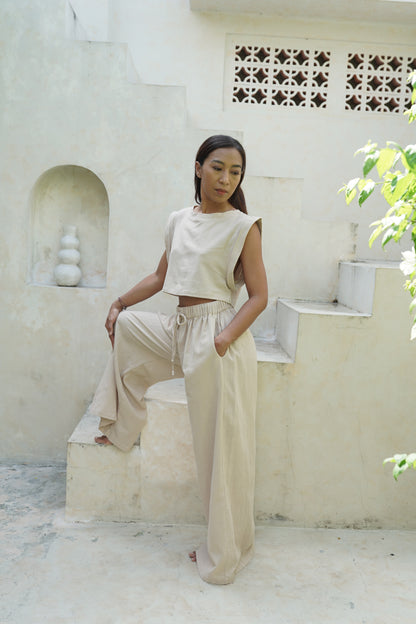 Hostas Wide-Leg Linen Resort Pants