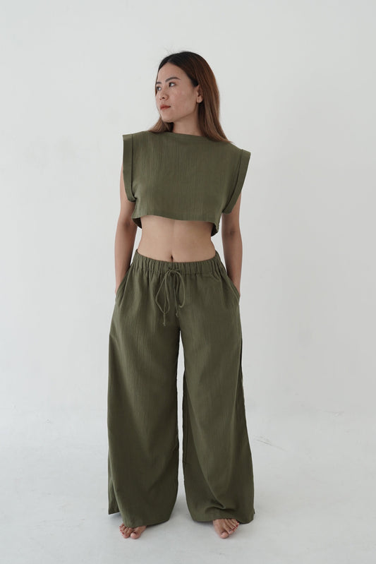 Hostas Wide-Leg Linen Resort Pants