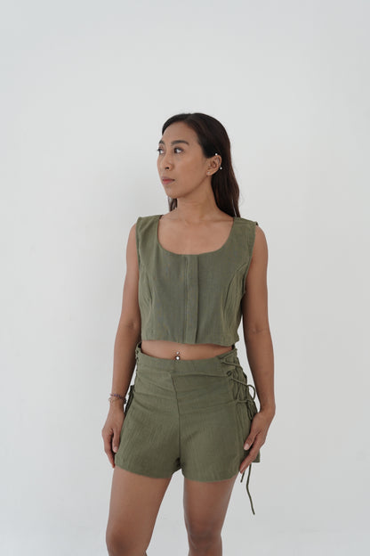 Cidora Linen High-Waist Shorts