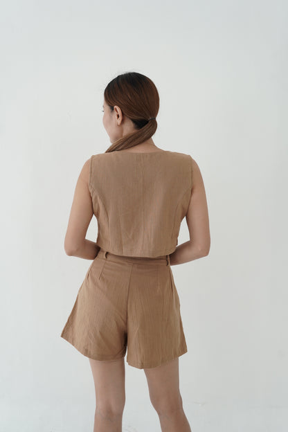 Cidora Linen High-Waist Shorts