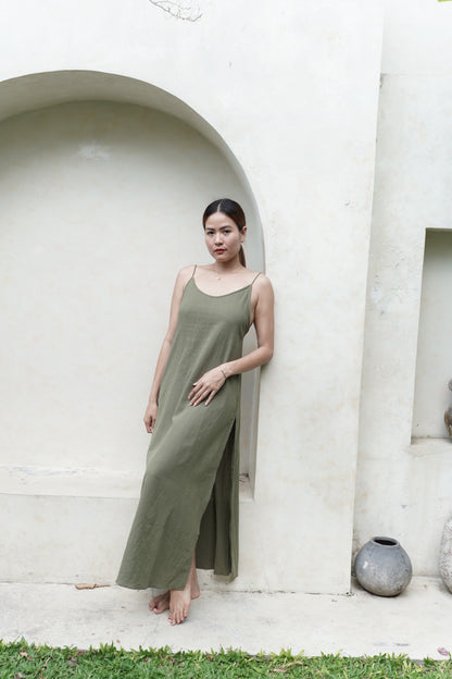 Lotus Maxi Linen Dress