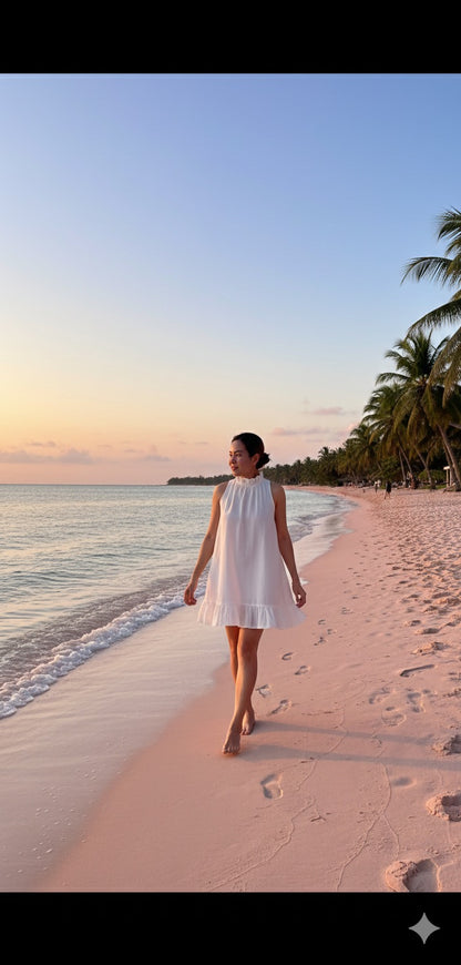 Casa Linen Dress – Elegant Halter Silhouette