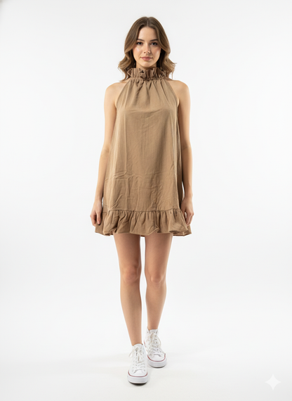 Casa Linen Dress – Elegant Halter Silhouette