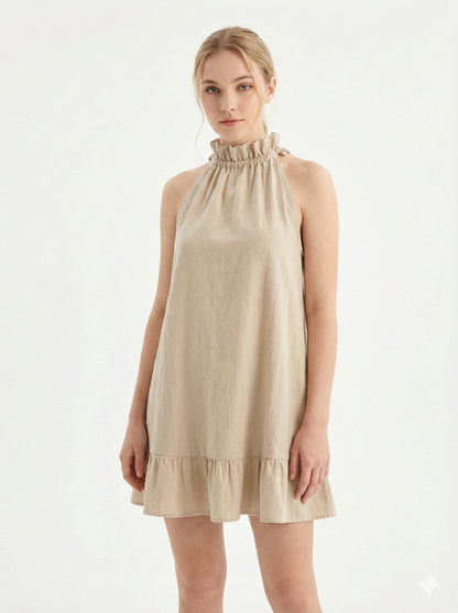 Casa Linen Dress – Elegant Halter Silhouette