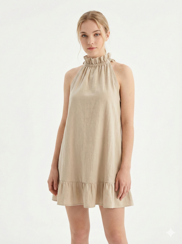 Casa Linen Dress – Elegant Halter Silhouette