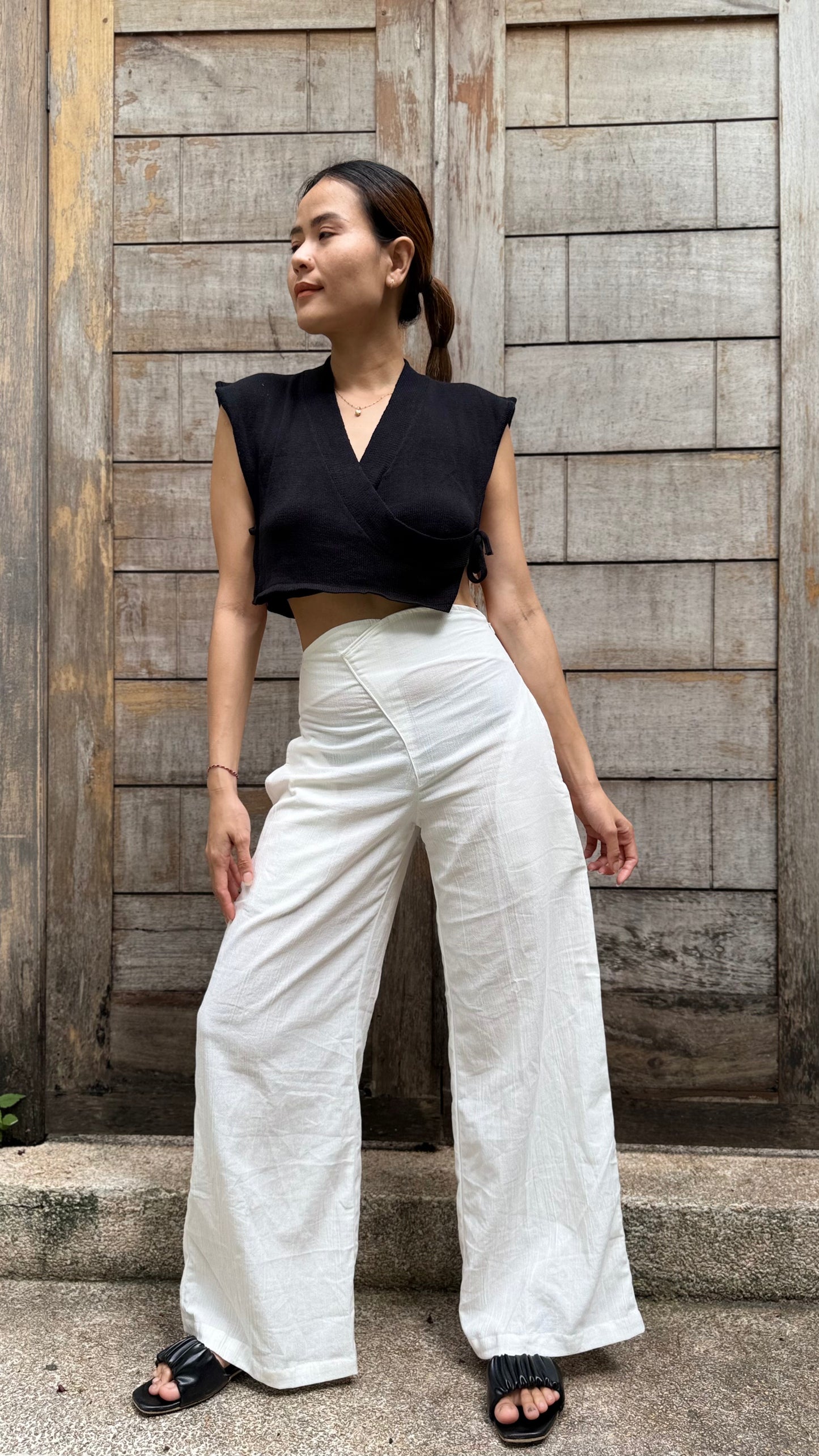 Lily Linen Pant white high waisted wide leg linen pants
