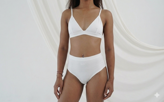 White Thati TENCEL™ bralette with lightweight soft stretch support